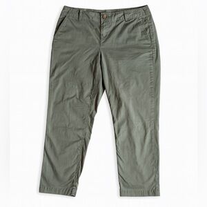 Loft The Slim Pants Women's Size 10p Casual Olive Green Cropped Slash Pockets